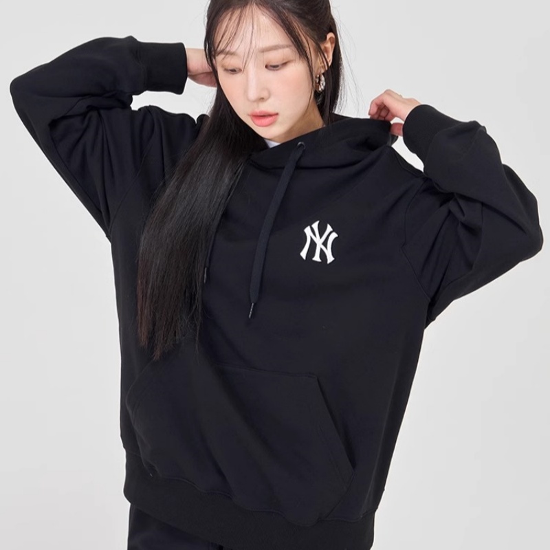 MLB官方 男女情侣老花印花logo时尚连帽卫衣24春季新款HDM01