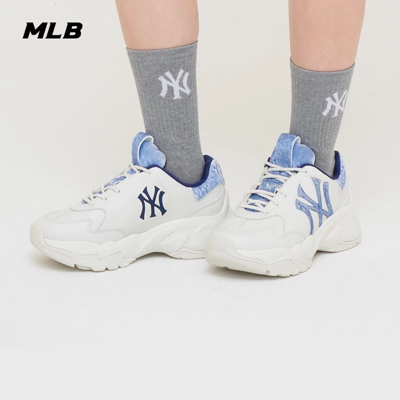 【正品保证】MLB官方情侣天鹅绒老花logo老爹鞋厚底增高休闲鞋24秋季新款SHWVM