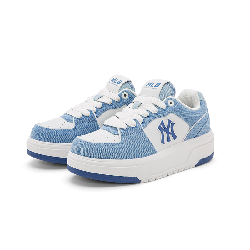 【正品保证】MLB官方情侣老花拼接牛仔学长鞋厚底休闲鞋24秋季新款SXCDC/SXCVT
