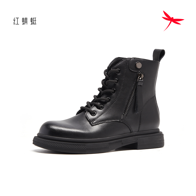 【女棉鞋】红蜻蜓女士冬季率性系带内拉链成人鞋短靴C4101003