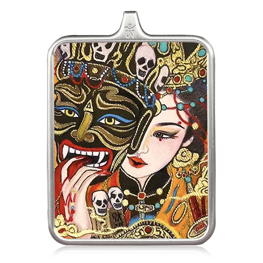 Pendentif tibétain Zakilam thangka, année du zodiaque, roi immobile, dieu jaune de la richesse, boîte Gawu, collier tibétain, tara verte