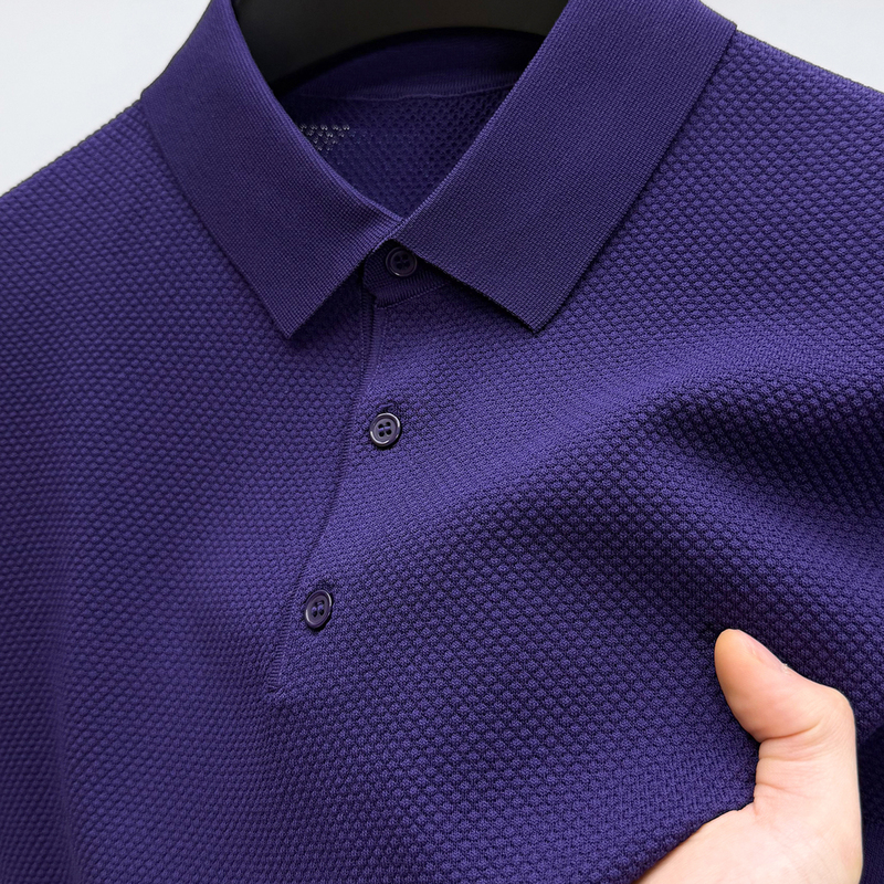 High-End Lapel Short-Sleeved T-Shirt for Men, Summer Youth Knitted Polo Shirt, Casual Work Clothing Half-Sleeved T-Shirt, Breathable Top t