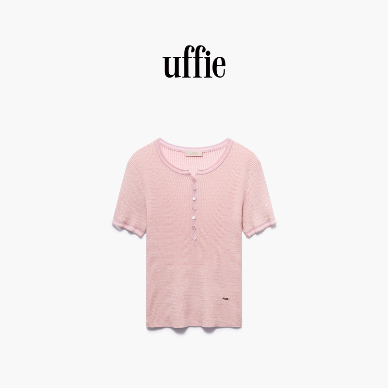 Uffie Yu Hui Xingsha Sequin Knit Short-Sleeve Top