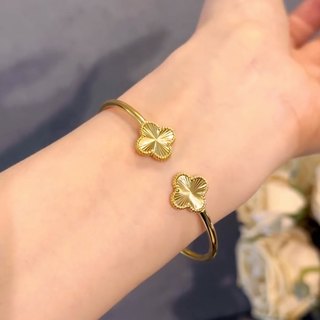Sand gold imitation gold four-leaf clover bracelet for women 2025 new style