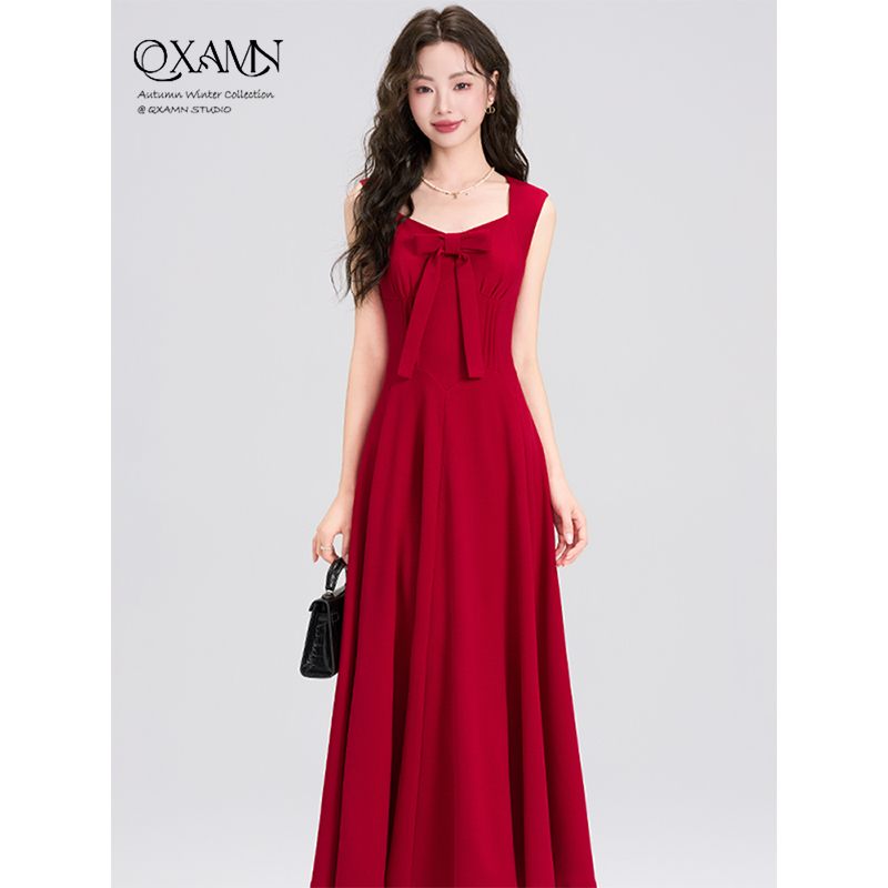 Autumn Xiaoman French-Style Elegant Red Vest Dress for Women, New Summer Model, Suitable for Daily Wear, Stunning Light Formal Long Dress