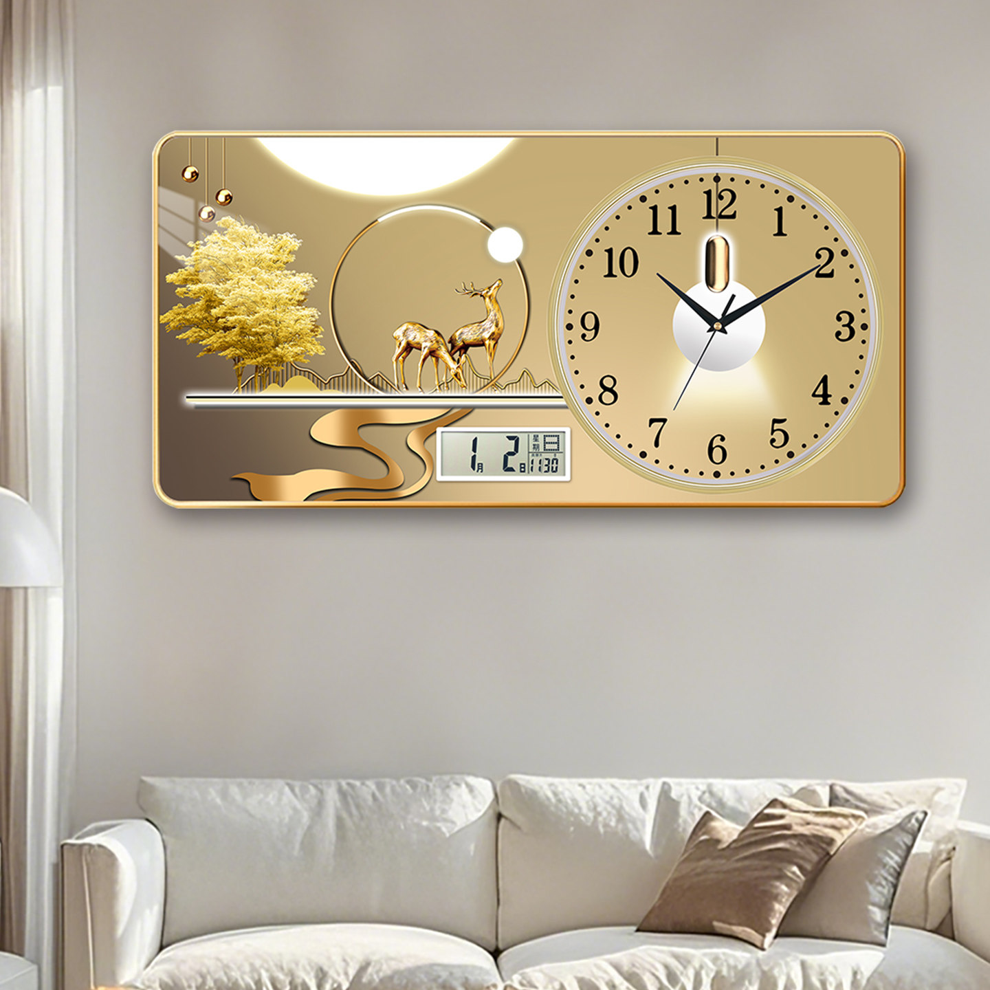 Clock Wall Hanging Living Room Decorative Painting Wall Clock Home Quartz Clock Silent Calendar Modern Bedroom Clock Wall Hanging Watch