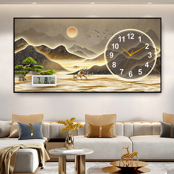 Hengshengshi 2025 New Perpetual Calendar Wall Clock Living Room Decorative Painting Clock New Chinese Style High-End Mural Quartz Clock