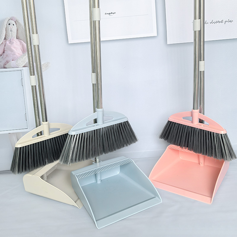 Household Broom and Dustpan Set, Broom and Dustpan Combo, Stainless Steel Long Handle, Soft and Hard Bristle Broom, Non-Stick Hair Household Broom and Dustpan Set, Broom and Dustpan Combo, Stainless Steel Long Handle, Soft and Hard Bristle Broom, Non-Stick Hair