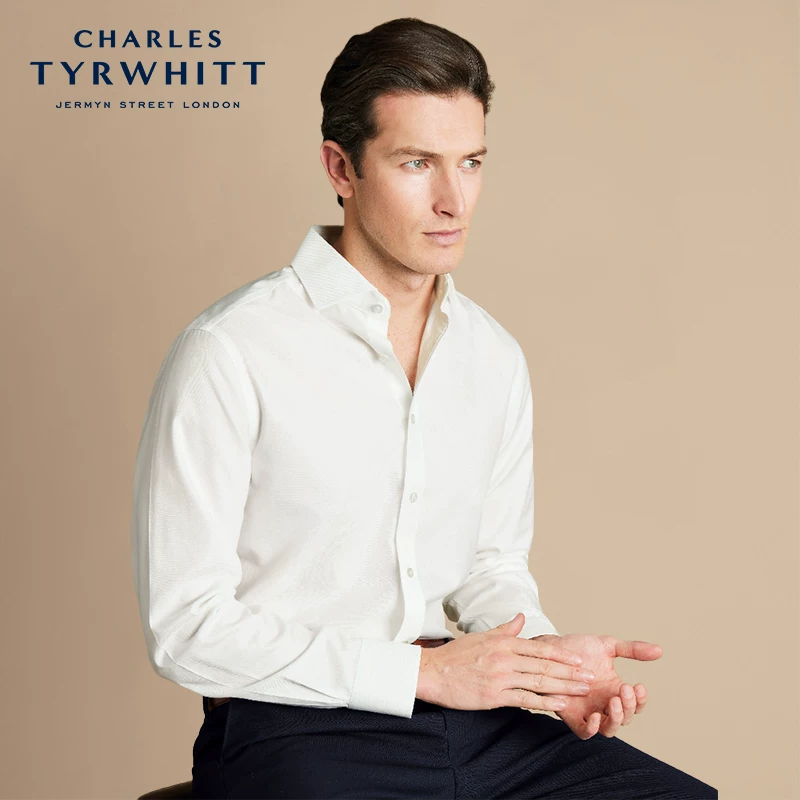 Форменная белая рубашка CHARLES TYRWHITT, длинный рукав, slim fit