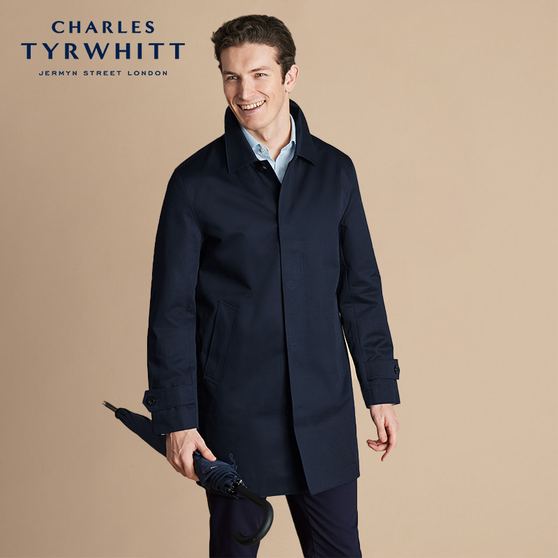 CHARLES TYRWHITT темно-синяя ветровка легкая роскошная мужская деловая ветровка-пальто