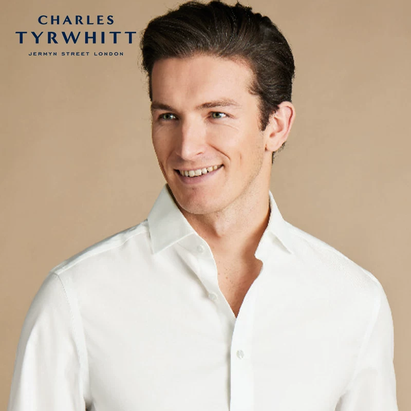 Форменная белая рубашка CHARLES TYRWHITT, длинный рукав, slim fit