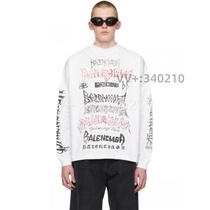 (Qingxin Spring and Summer White Graffiti Print Mens Long Sleeve Shirt
