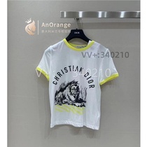 (Qingxin 0 new spring and summer womens fashionable cotton knitted printed shirt slim round neck short