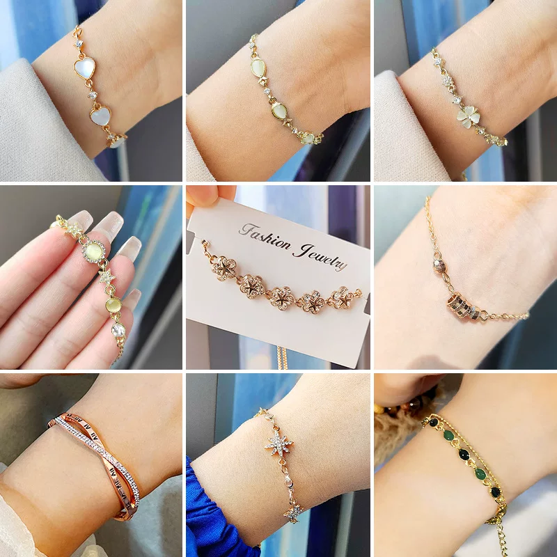 (Cross-border trading), fashionable crystal bracelet, universal accessory, European style, simple and elegant design, light luxury style