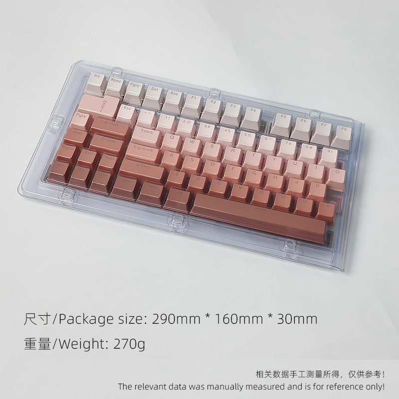 Mist Shadow Rouge Keycaps, Front-Engraved, Translucent Gradient Color, Mechanical Keyboard, 134 Keys, Oem Profile, Full Set