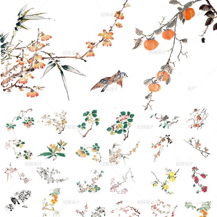 中国古美術・純手描き花卉図三尺画芯・水墨彩色画・呉昌碩印款・書道品・宣紙・带水印 中国古美術・純手描き花卉図三尺画芯・水墨彩色画・呉昌碩印款