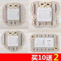 Fabric with pocket wall light switch socket decorative protective cover household wall-mounted fire plug cover panel cover cloth creation