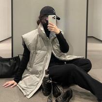 Korean style fashionable gray down jacket vest autumn and winter womens outer wear 2024 new vest for women