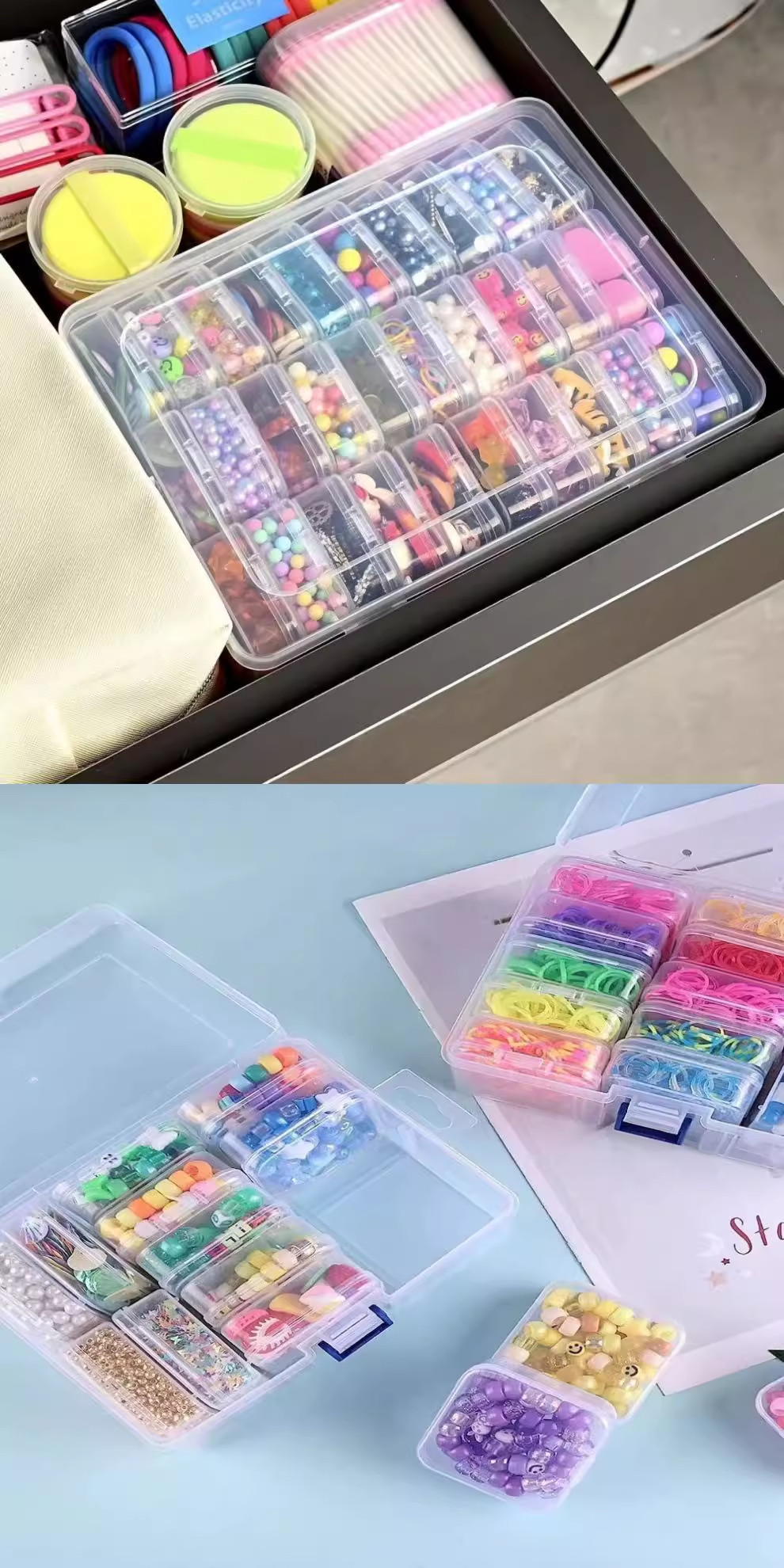 Bead and Nail Art Storage Box: Clear Plastic Organizer - Detail image 4
