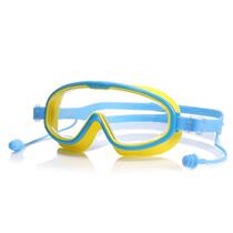 Childrens swimming goggles anti-fog and waterproof boys and girls swimming equipment goggles large-frame diving goggles and earplugs in one