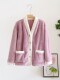 Japanese-Style Winter Tops for Women, Coral Fleece, Thickened, Warm, Casual, Fashionable, Color-Blocked, 100kg Loungewear Tops for Women