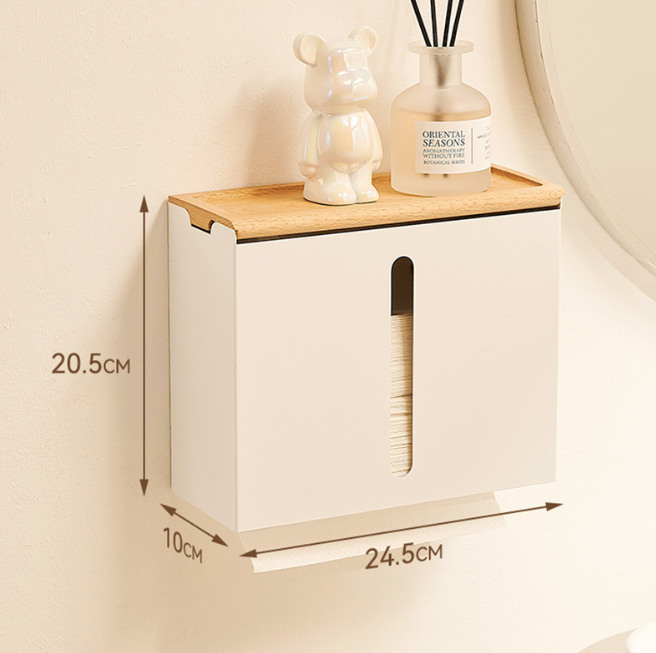 Wall-Mounted Tissue Box, Bathroom Hand Towel Box, Wall-Mounted Toilet Washbasin, Chinese-Style Light Luxury Wooden Tissue Box