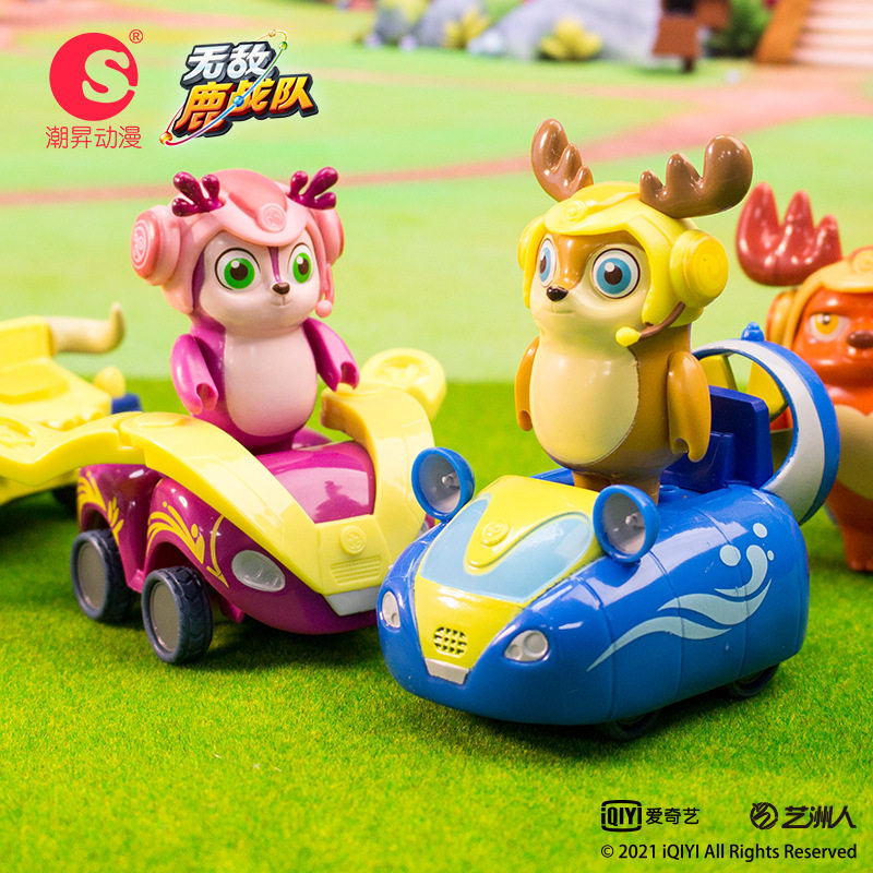 本物の無敵の鹿部隊のおもちゃ、子供用車、スライド式プルバック、組み立てブロックシーン、ケージマリーンズギフト