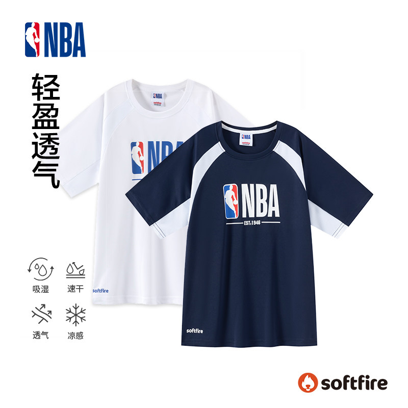 Детская одежда NBA, детская футболка с короткими рукавами для мальчиков, быстросохнущая одежда, новинка лета 2025, детская спортивная одежда для больших детей, впитывающая влагу, SOFTFIRE Изображение 1