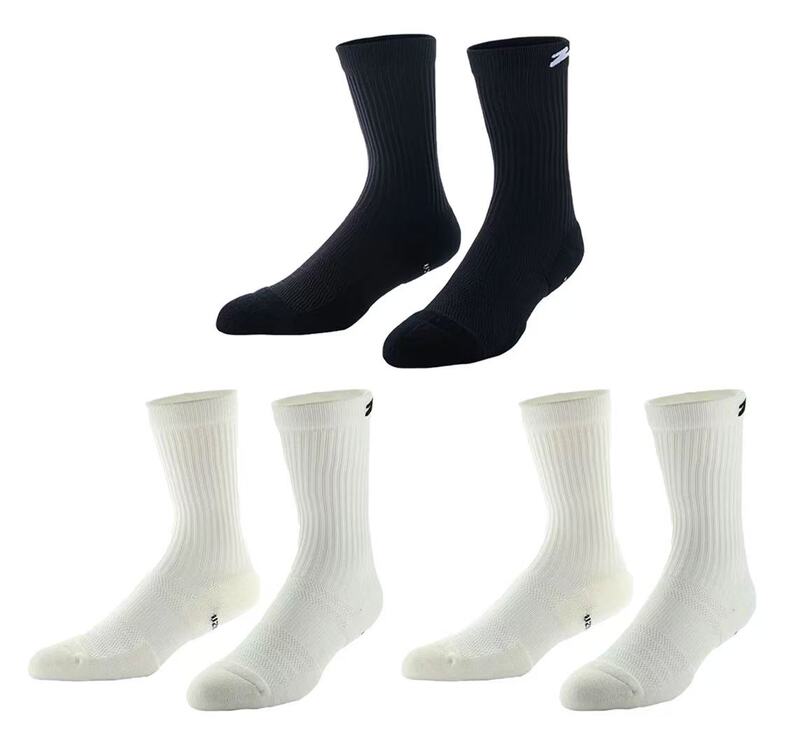 Uzis Sports Socks for Men, American-Style Running and Basketball Socks, Mid-Length White Socks, Black Towel Bottom, New Star Model