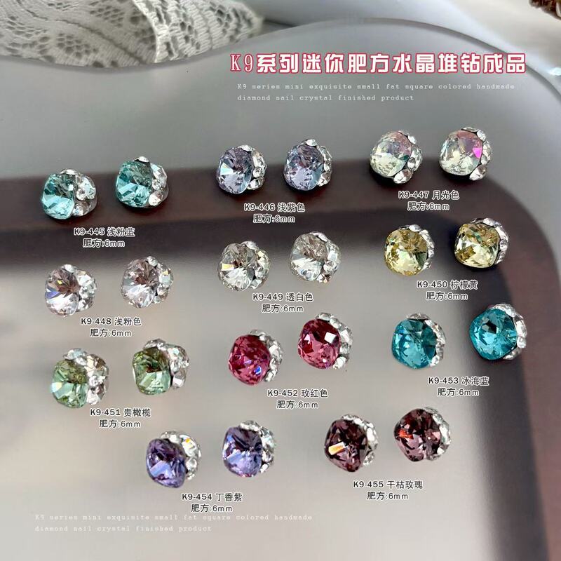 6mm Square Rhinestone Nail Art Decoration, Sparkling K9 Crystal, Multi-Faceted, No Base, Pink-Blue-Purple Finished Rhinestone Ball 6mm Square Rhinestone Nail Art Decoration, Sparkling K9 Crystal, Multi-Faceted, No Base, Pink-Blue-Purple Finished Rhinestone Ball