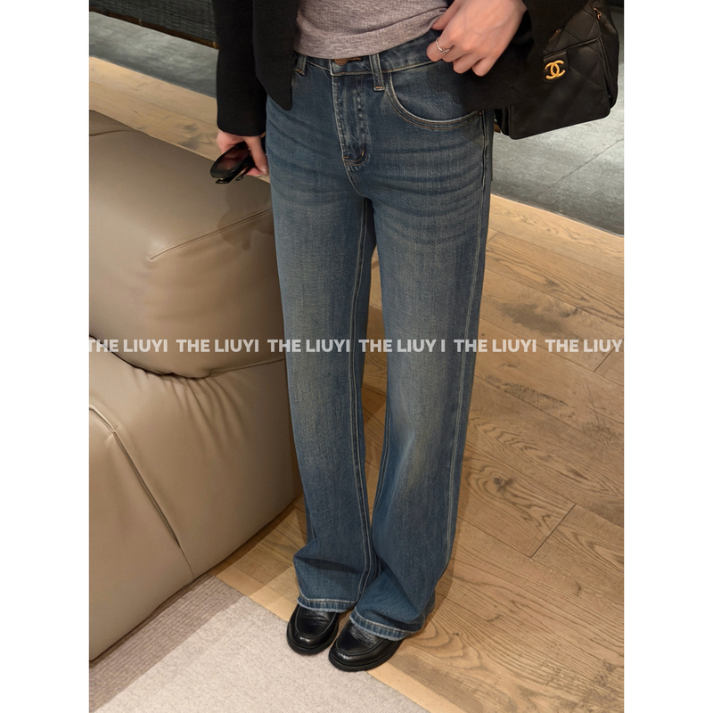【Liuyi】Straight-Leg Pants~ Four-Way Stretch Slim-Fit Classic Denim Straight-Leg Pants 6908A6 【Liuyi】Straight-Leg Pants~ Four-Way Stretch Slim-Fit Classic Denim Straight-Leg Pants 6908A6