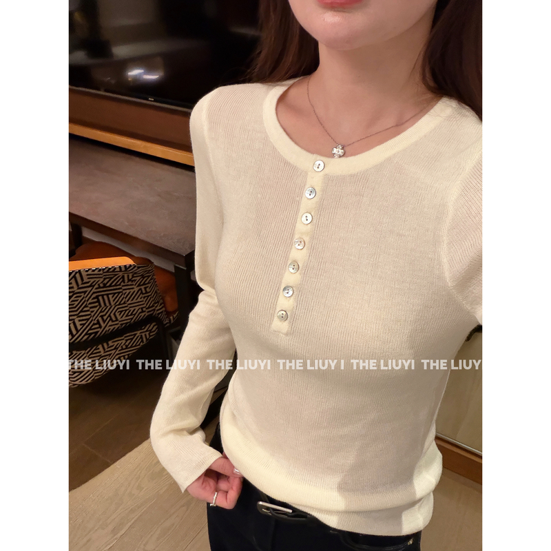 【Liuyi】Henry Shirt~ Autumn and Winter Fine Wool Blend Long-Sleeved Knitted Henry Top 6811D5
