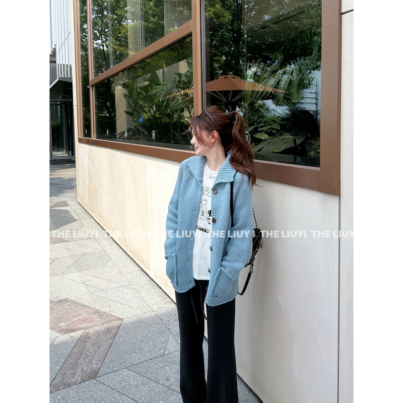 【Liuyi】Warm in Winter~Wool Blend Thick Knit Loose-Fitting Warm Sweater Coat 6818C6
