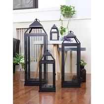 European simple iron art retro creative candlestick floor-standing outdoor wind lamp portable lamp wedding decoration horse lantern ornaments