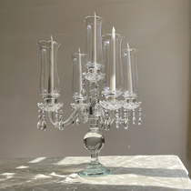 European simple wedding props five-head crystal glass candlestick hotel KTV home birthday party decoration ornaments