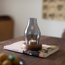Zen glass candlestick aromatherapy lamp Qinan agarwood raw material indoor candle aromatherapy lamp retro fire insulation incense burner