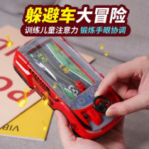 Car Adventure Game Console Childrens Toys Manual Puzzle Simulation Racing Machine Steering Wheel Hide Cars and Battle Through Levels