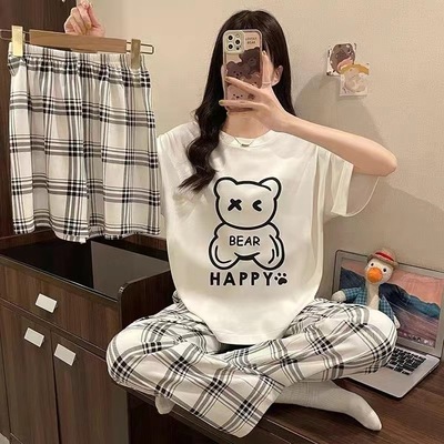 【三件套多款可选】睡衣女短裤休闲家居服卡通短袖长裤套装可外穿