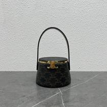 French New Fully Printed Round Cosmetic Box Bag Handbag for Women