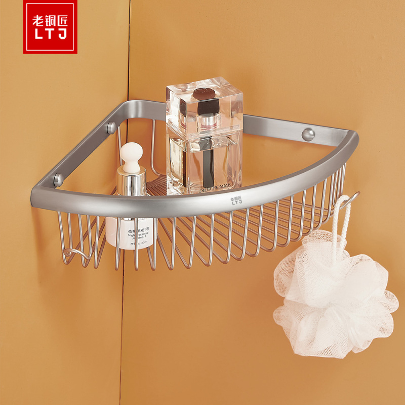 Old Copper Craftsman Punch-Free All-Copper Bathroom Storage Rack Brushed Silver Bathroom Wall-Mounted Triangle Basket Shower Room Storage Rack Old Copper Craftsman Punch-Free All-Copper Bathroom Storage Rack Brushed Silver Bathroom Wall-Mounted Triangle Basket Shower Room Storage Rack