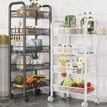 Complete kitchen storage rack storage multi-layer small cart storage rack multi-function floor-standing basket vegetable household supplies