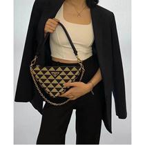 Womens bag letter logo triangle bag shoulder crossbody bag chain twin bag hand armpit bag