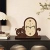 Card Yue Cat Clock Cartoon Living Room Creative Clock Bedroom Bedside Silent Home Clock Table Clock