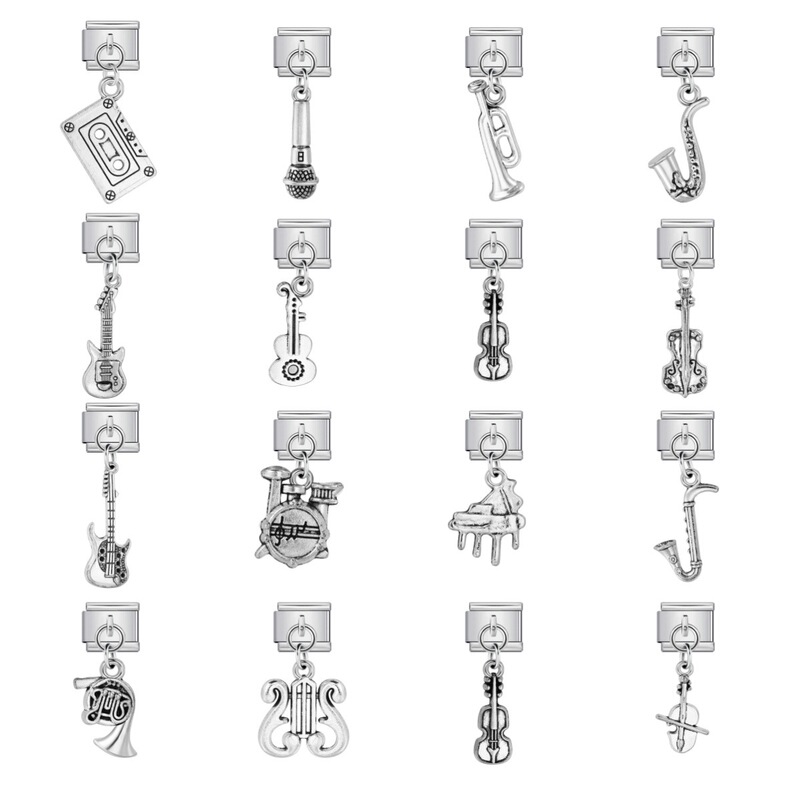 1688 Guangzhou Qiyin Jewelry Co., Ltd. Musical Instrument-Shaped Pendant Italian Module Bracelet DIY Hook