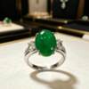 New natural A-grade ice-planted green pigeon egg-shaped ring, simple, light, luxurious and noble style KBR60522002