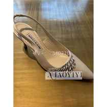 Malatang 30% off Manolo Blahnik high heels new pointed toe diamond buckle elastic band slingback sandals Europe