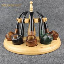Solid wood pipe rack universal five-position bucket seat 5-position bracket wooden pipe rack 5-position bracket collection display