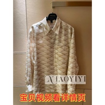 Womens shirt new silk diamond print loose shirt