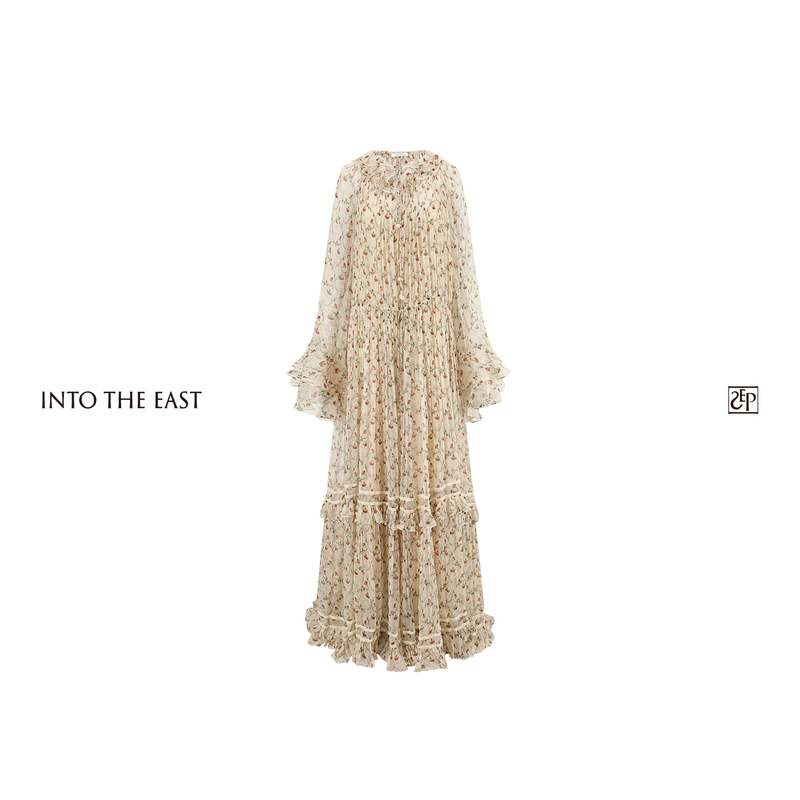 Into the East Already Printed Hibiscus Floral Lace-Up Dress