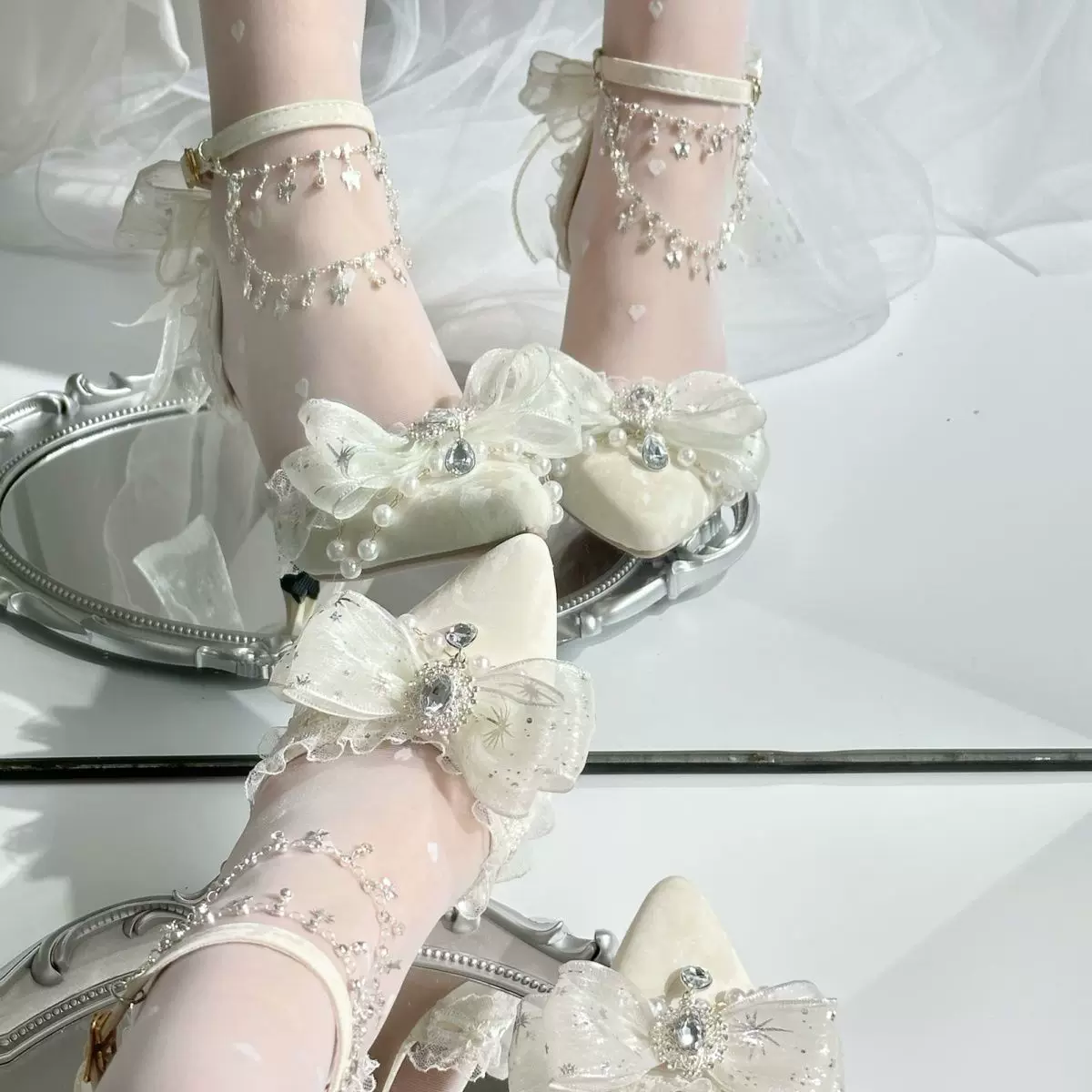 Meow Meow Jiang 2026 Spring and Summer New Versatile Lolita High Heels (5cm-8cm) Adult Wedding Shoes